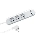 Rozečių blokas SMART 3xCEE7/3, dvigubas USB kroviklis, baltas, laidas L1500