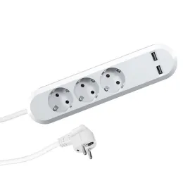RB SMART 3xCEE7/3+d.USB krov. balta laid.L1500