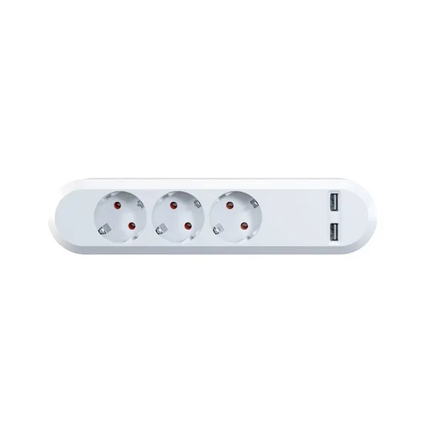 Rozečių blokas SMART 3xCEE7/3, dvigubas USB kroviklis, baltas, laidas L1500
