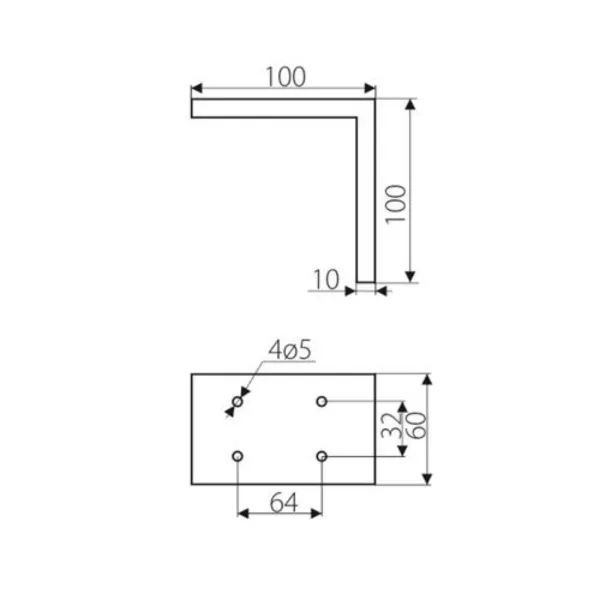 Furniture foot, aluminum 10x60mm H100mm