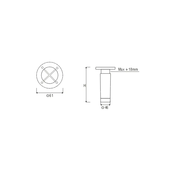 Kojelė aliuminė reguliuojama Ø40mm, H150mm,