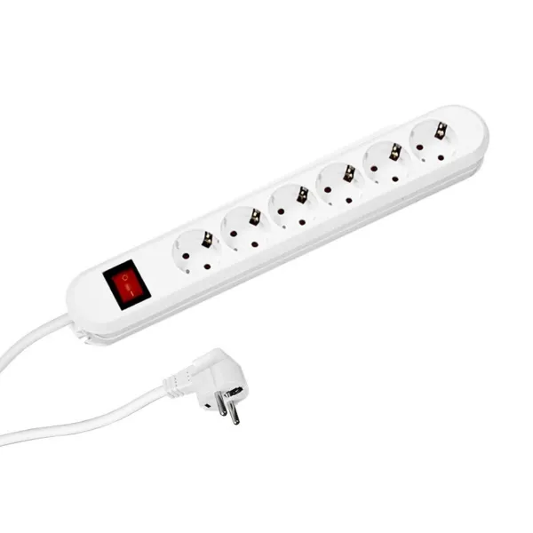 Rozečių blokas SMART 6xCEE7/3 su jungikliu, balta laidas L3000mm