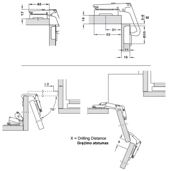 Hinge Ø35, for corner cabinet
