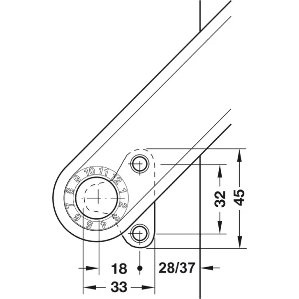 Stay flap fitting, Häfele Maxi, individual fitting