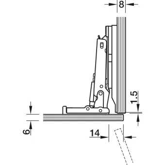 Mounting plate, For glue fixing for glass and mirror doors