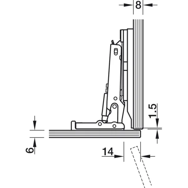 Mounting plate, For glue fixing for glass and mirror doors