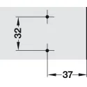 Cruciform mounting plate, Häfele Duomatic A, steel, with chipboard screws, edge distance 37mm