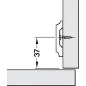 Cruciform mounting plate, Häfele Duomatic A, steel, with chipboard screws, edge distance 37mm