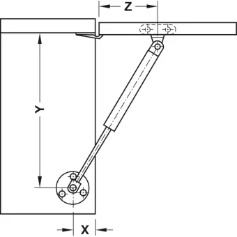 Gas-filled strut, for wooden flaps or flaps with aluminium frame