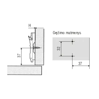 Mounting plate clip-on for H2mm bend Ø35