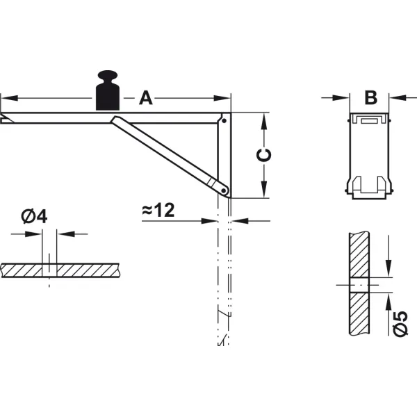 Mechanizmas stalo pakėlimo 40kg L250 cink. HAFELE
