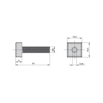 Atrama reguliuojama M8 Ø20mm, CUBE juoda (2 vnt.)