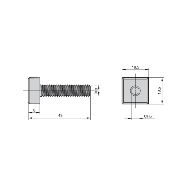 Atrama reguliuojama M8 Ø20mm, CUBE juoda (2 vnt.)