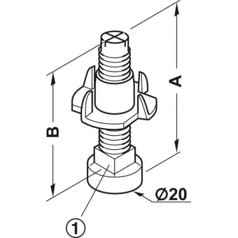 Atrama reguliuojama M8 H77mm, Ø20mm, su įvore