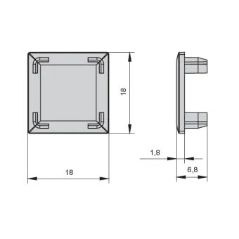 Dangtelis 18x18mm, atraminis CUBE juoda (2 vnt.)