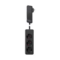 Kištukas SMARTPLUG su ilgintuvu, 3xCEE7/3, juodas, laidas L1600mm,