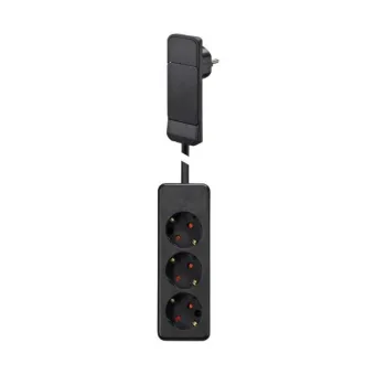 Kištukas SMARTPLUG su ilgintuvu, 3xCEE7/3, juodas, laidas L1600mm,