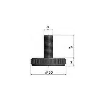 Atrama reguliuojama M8x24mm, Ø30mm, H31mm, juoda