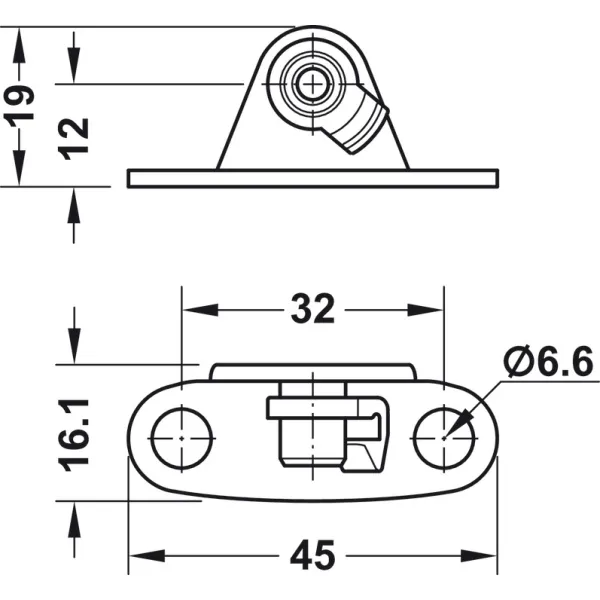 Screw-on bracket, For flap, Duo standard/forte