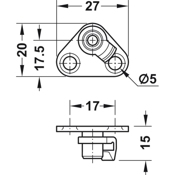 Screw-on bracket, For flap, Duo standard/forte