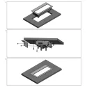 Rėmas be dangtelio TOP FRAME M 4 dalių rozečių blokui, juodas