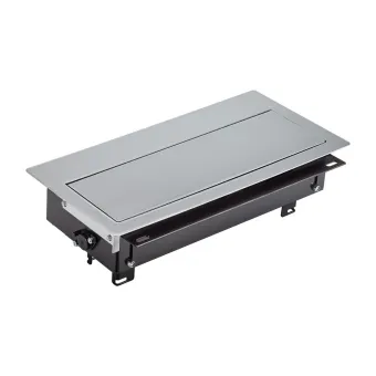 Asimetriškas rėmas su dangteliu TOP FRAME M 4 dalių rozečių blokui, aliuminis