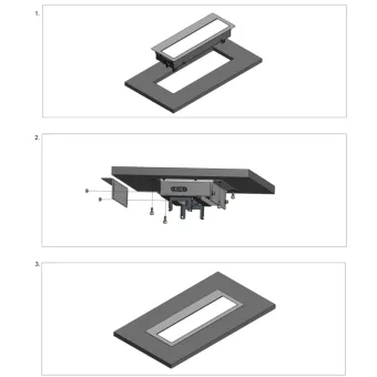 Asimetriškas rėmas su dangteliu TOP FRAME M 4 dalių rozečių blokui, aliuminis