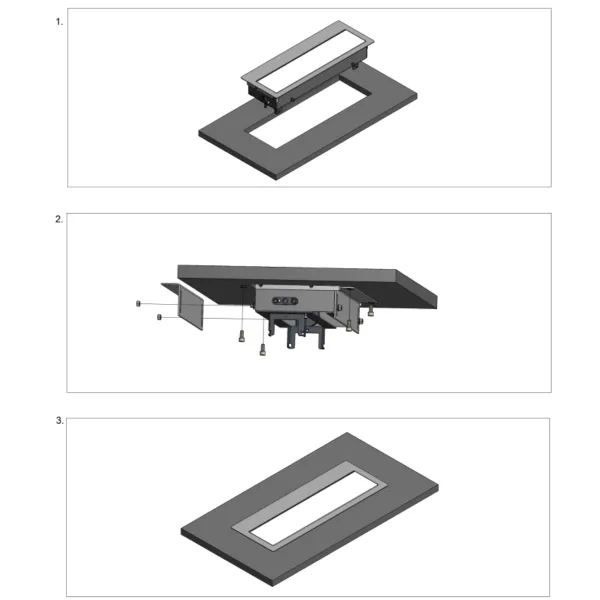 TOP FRAME table atop asym 4-way RAL9006 enclosure black