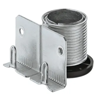 Plinth adjuster, with supporting bracket, for mounting in drilled hole and screw fixing