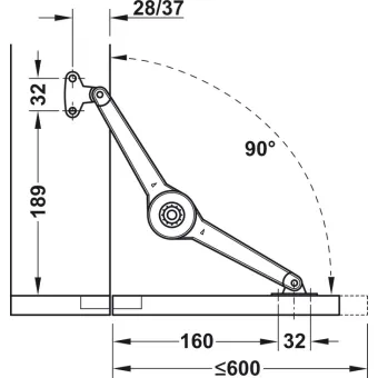 Lid stay/flap stay, Duo forte, individual component
