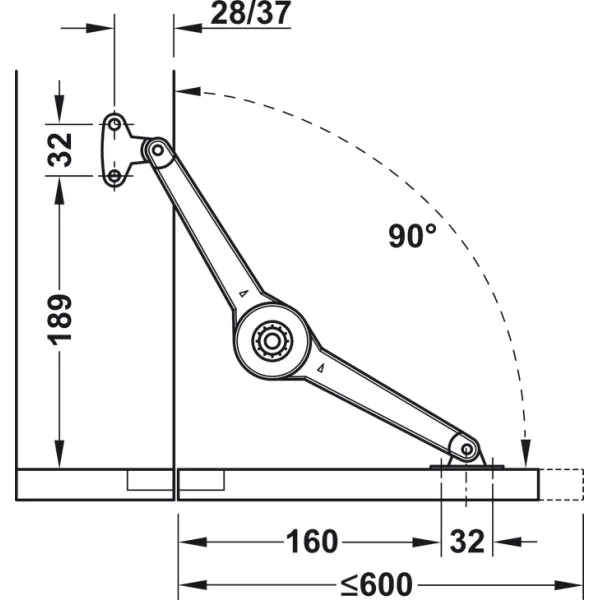 Lid stay/flap stay, Duo forte, individual component