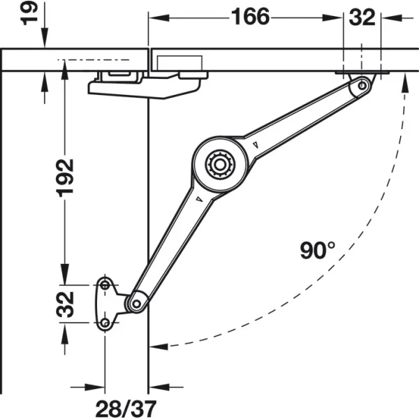 Lid stay/flap stay, Duo forte, individual component