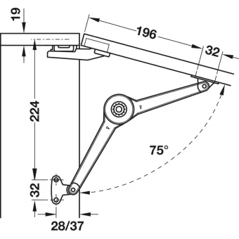 Lid stay/flap stay, Duo forte, individual component