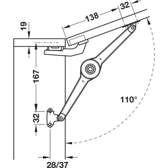 Lid stay/flap stay, Duo forte, individual component