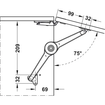 Lid stay/flap stay, Duo forte, individual component