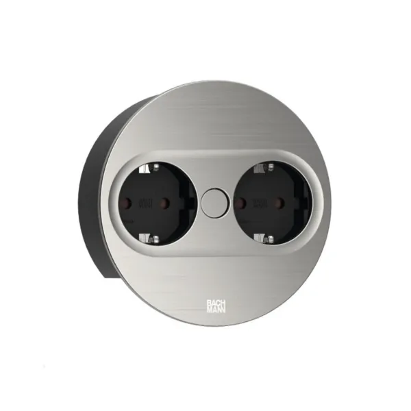 TWIST 2 2xCEE7/3 L2m stainless steel look round