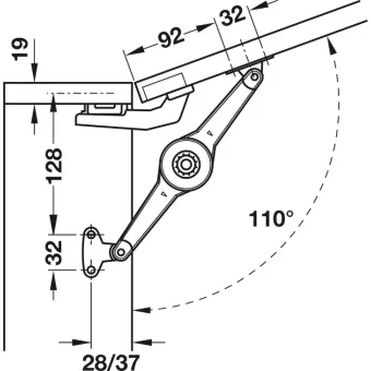 Lid stay/flap stay, Häfele Duo standard, individual fitting