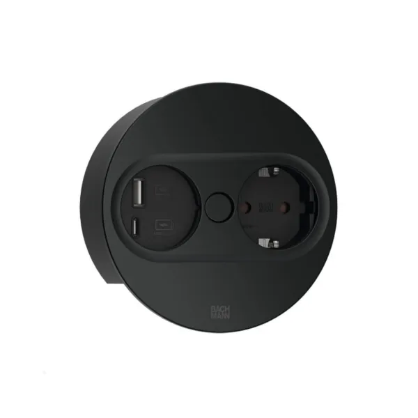 RB TWIST 2 Round CEE7/3+d.USB A+C krov. juoda laid.L2000