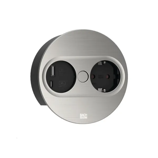 TWIST 2, 1xCEE7/3 1xUSB A/C 22W L2m stainless steel look round