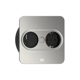 TWIST 2, 1xCEE7/3 1xUSB A/C 22W L2m stainless steel angular