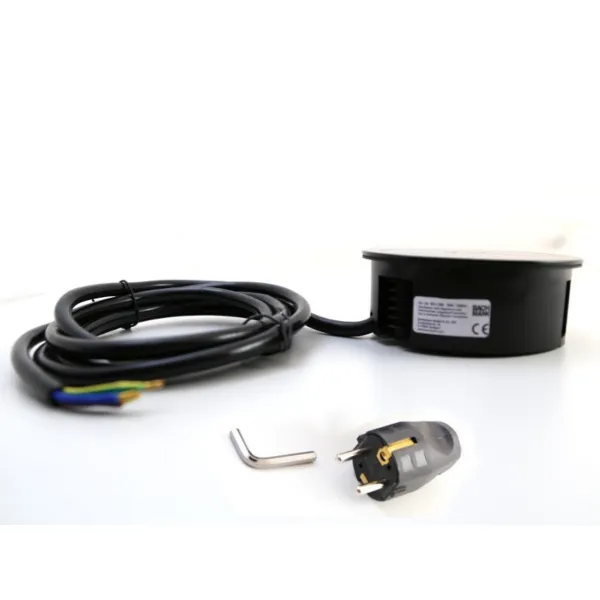 TWIST 2xCEE7/3 L2m cable black 30GE semi matt