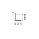 Profile aluminum L type 15x15x1.5mm L3000mm anodized