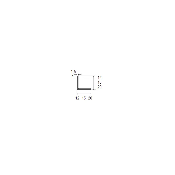 Profile aluminum L type 20x20x2mm L3000mm anodized