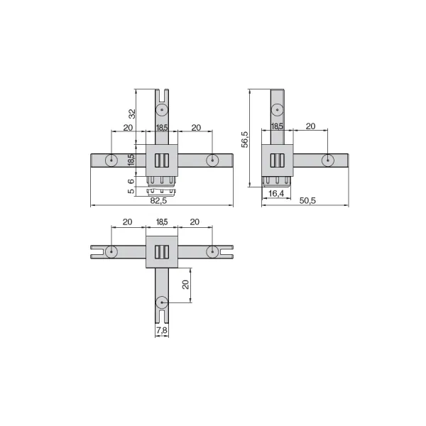 Joint CUBE 4-way with support adjustable black