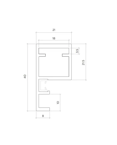 Frame profile MODUS, with handle, L3000mm, aluminium, brown metal grey