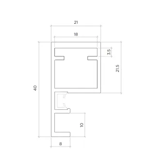 Frame profile MODUS, with handle, L3000mm, aluminium, brown metal grey