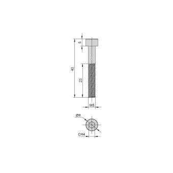 Varžtas M5x35mm, cilindrine galvute universaliai jungčiai CUBE