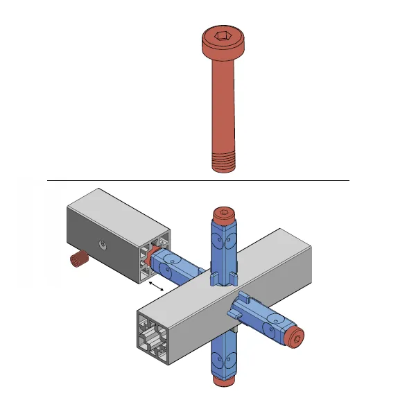 Varžtas M5x35mm, cilindrine galvute universaliai jungčiai CUBE