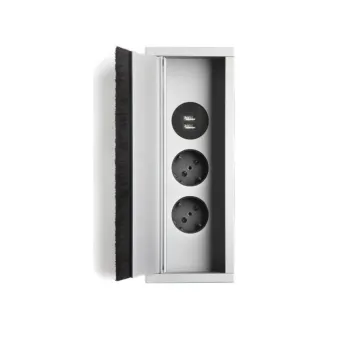 Rozečių blokas 3002 2xSchuko, dvigubas USB kroviklis, matinė balta, laidas L2000mm