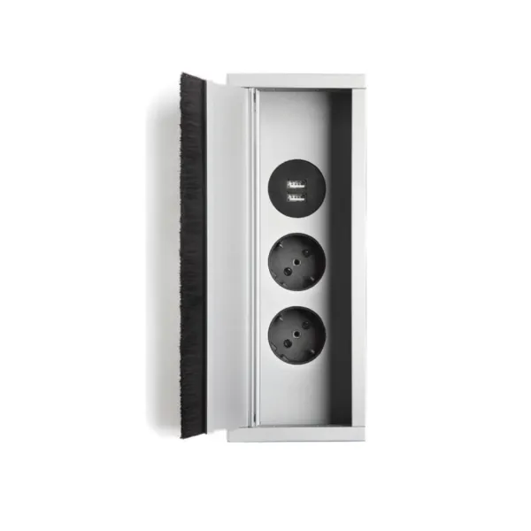 Rozečių blokas 3002 2xSchuko, dvigubas USB kroviklis, matinė balta, laidas L2000mm